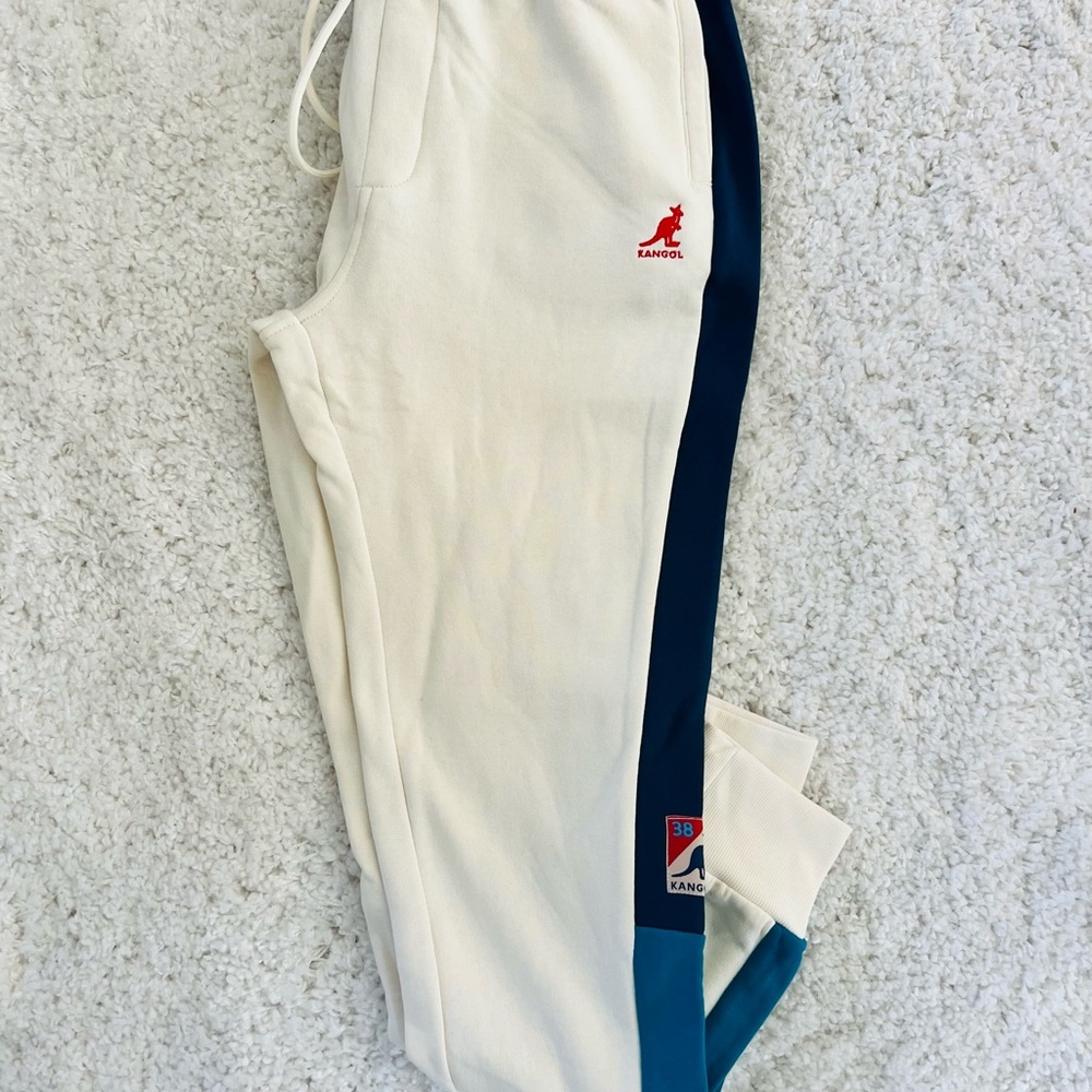 Kangol Off-White and Teal Joggers